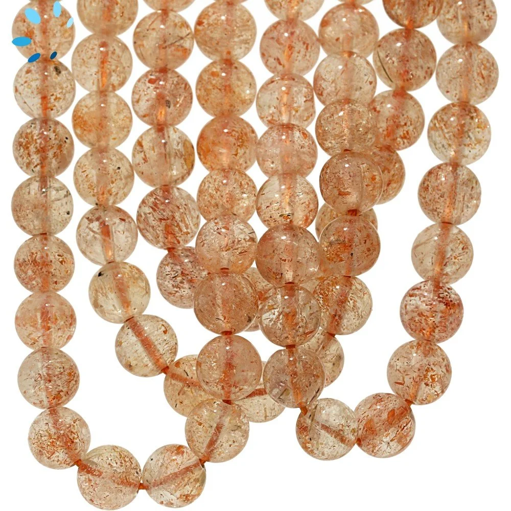 Sunstone Smooth Round Beads 7mm - 14 Inch Strand
