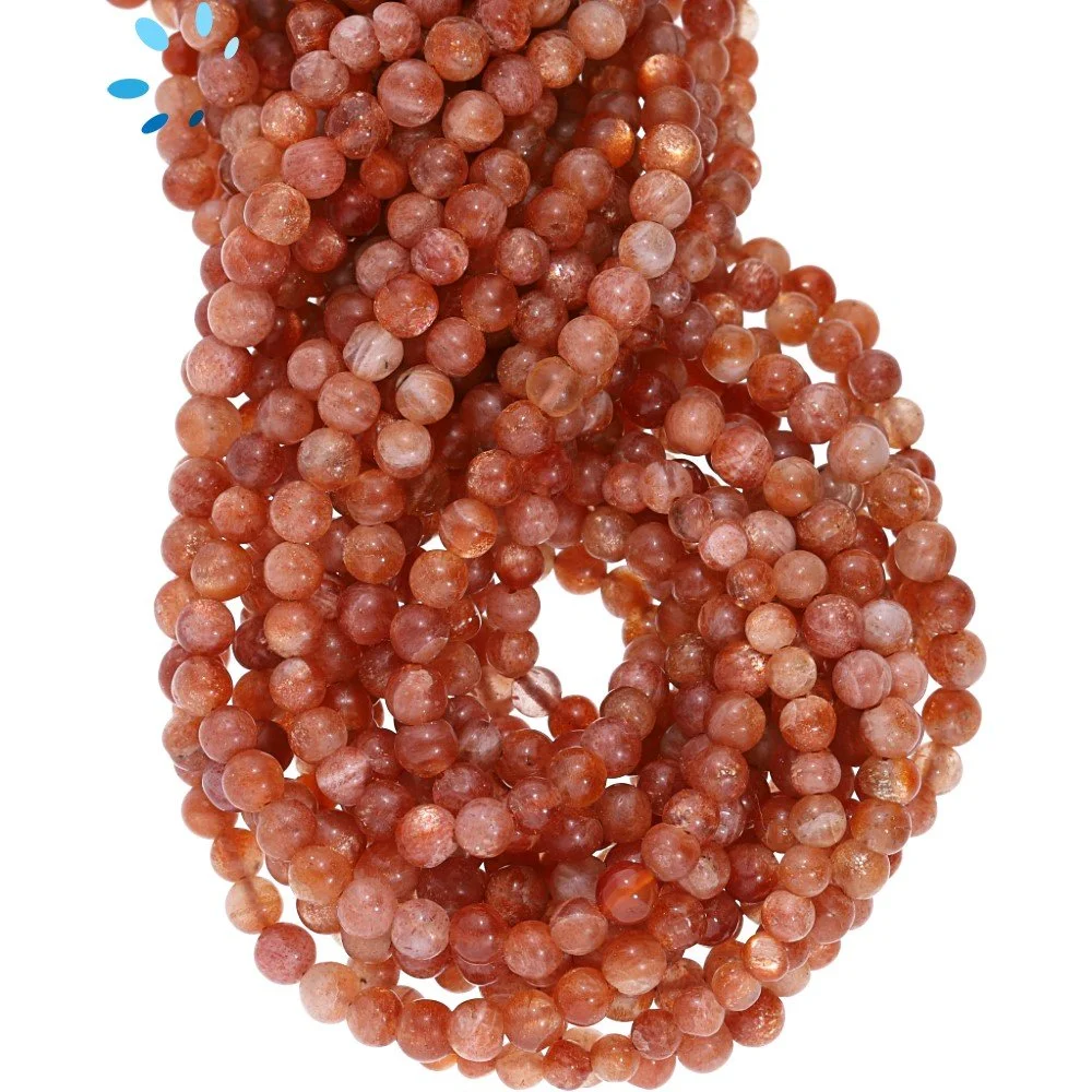 Sunstone Smooth Round Beads 4mm - 14 Inch Strand