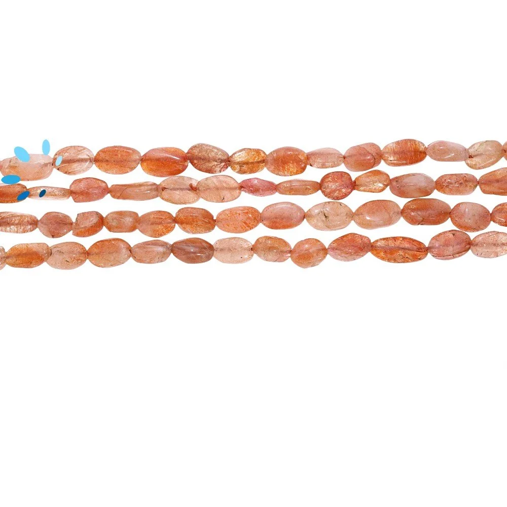 Sunstone Smooth Oval Top to Bottom Drilled Beads 8x6 - 10x7mm - 14 Inch Strand