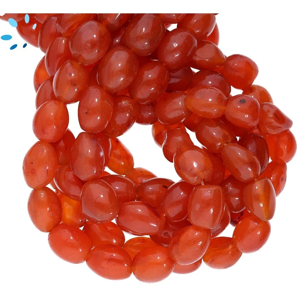 Carnelian Smooth Nuggets Top to Bottom Drilled Beads 8x5 - 10x7mm - 14 Inch Strand