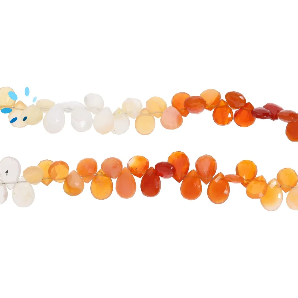 Mexican Fire Opal Faceted Pear Top Drilled Beads 7x5mm - 8 Inch Strand