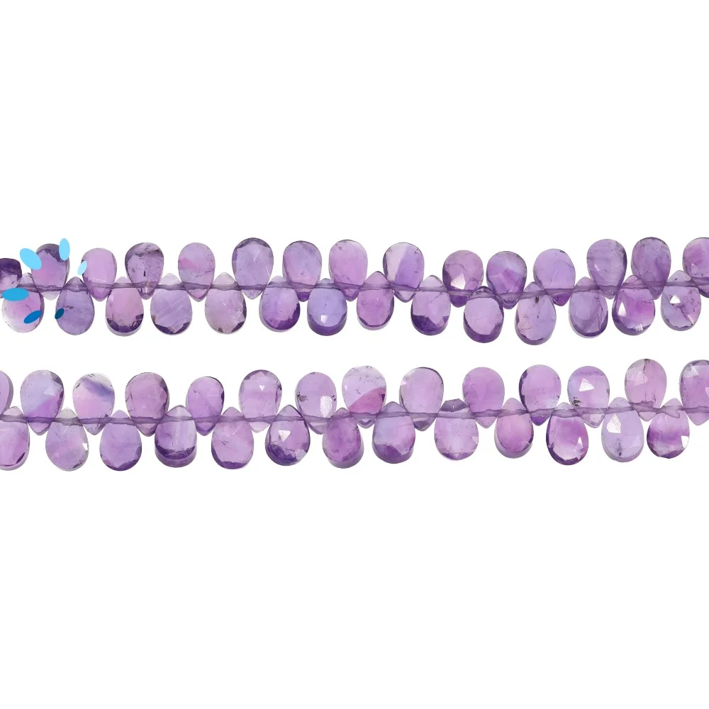 Amethyst Faceted Pear Top Drilled Beads 6x4mm - 8 Inch Strand