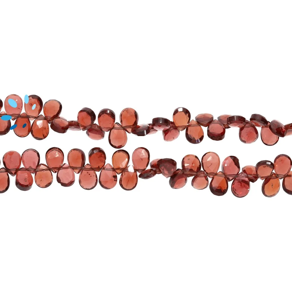 Garnet Faceted Pear Top Drilled Beads 6x4mm - 8 Inch Strand