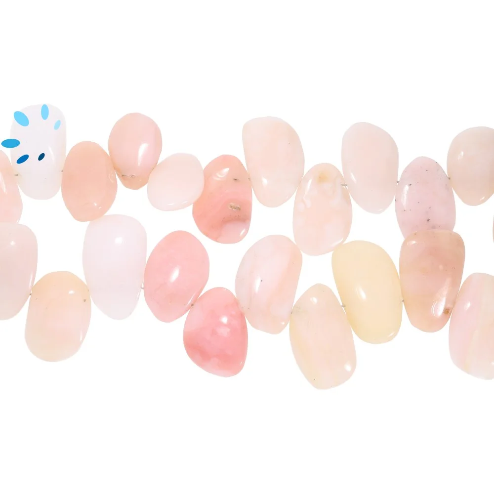 Pink Opal Smooth Nuggets Top Drilled Beads 14x10 - 16x12mm - 8 Inch Strand