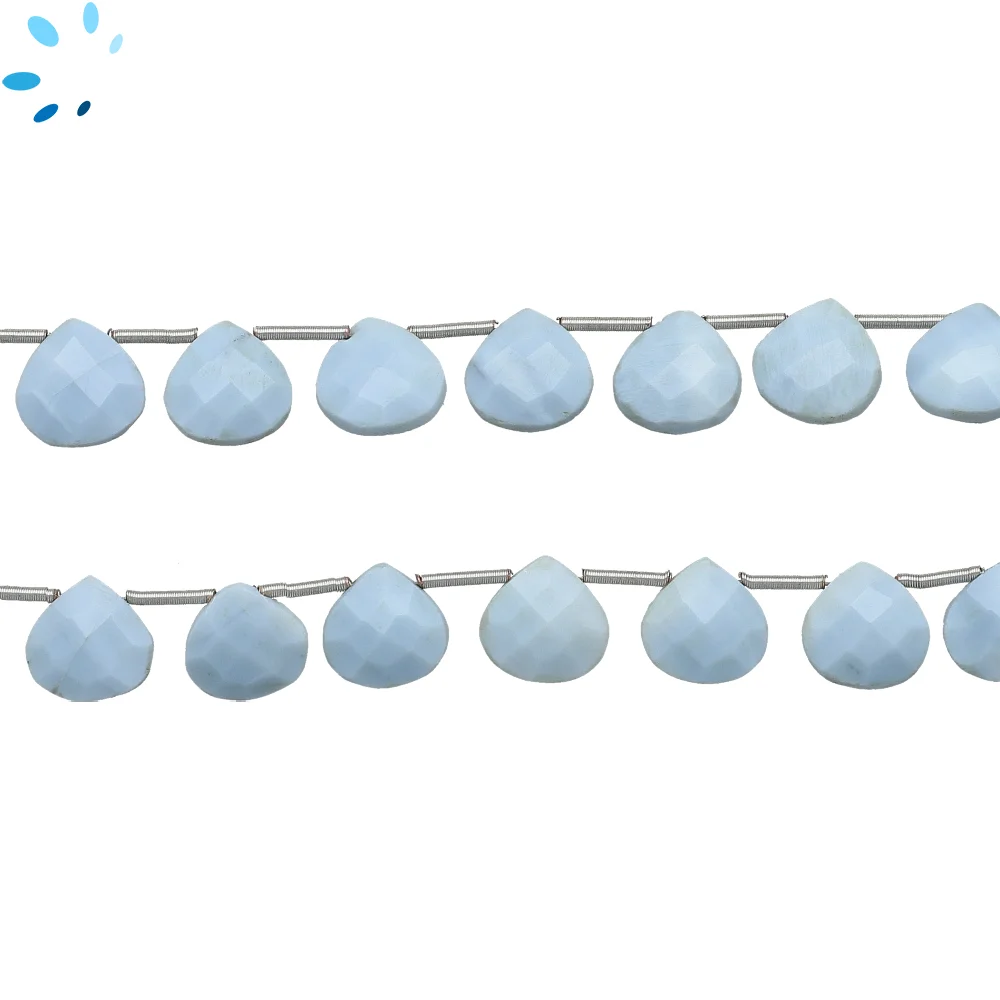 Blue Opal Faceted Heart Top Drilled Beads 10mm - 8 Inch Strand