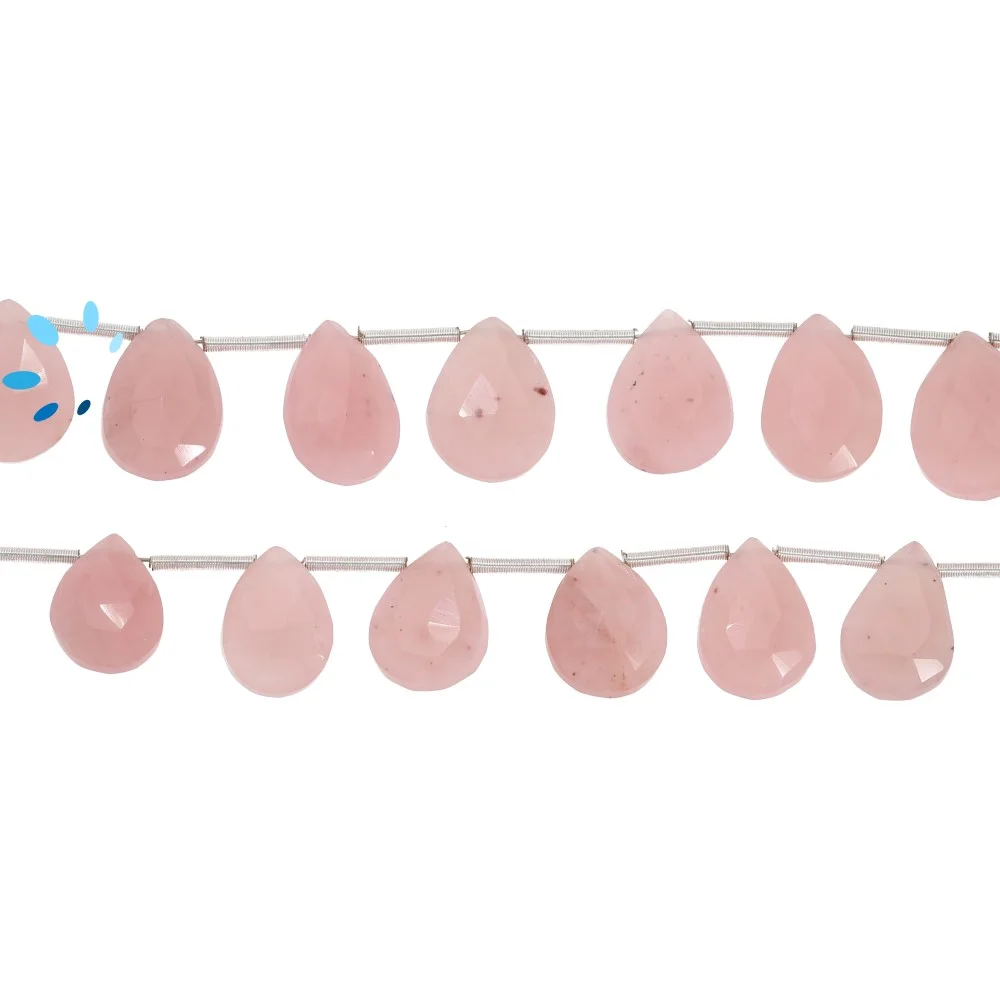 Guava Quartz Faceted Pear Top Drilled Beads 11x9mm - 8 Inch Strand
