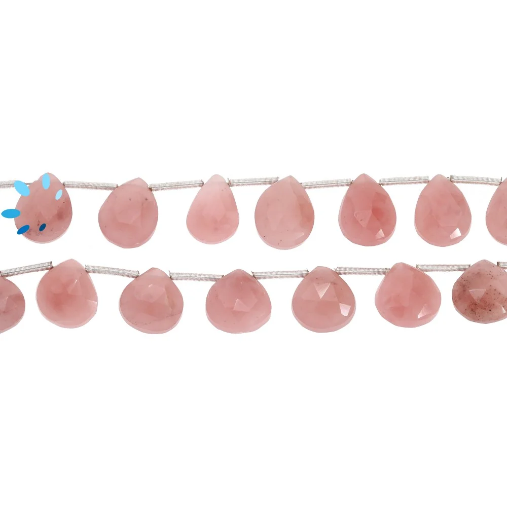 Guava Quartz Faceted Heart Top Drilled Beads 9mm - 8 Inch Strand
