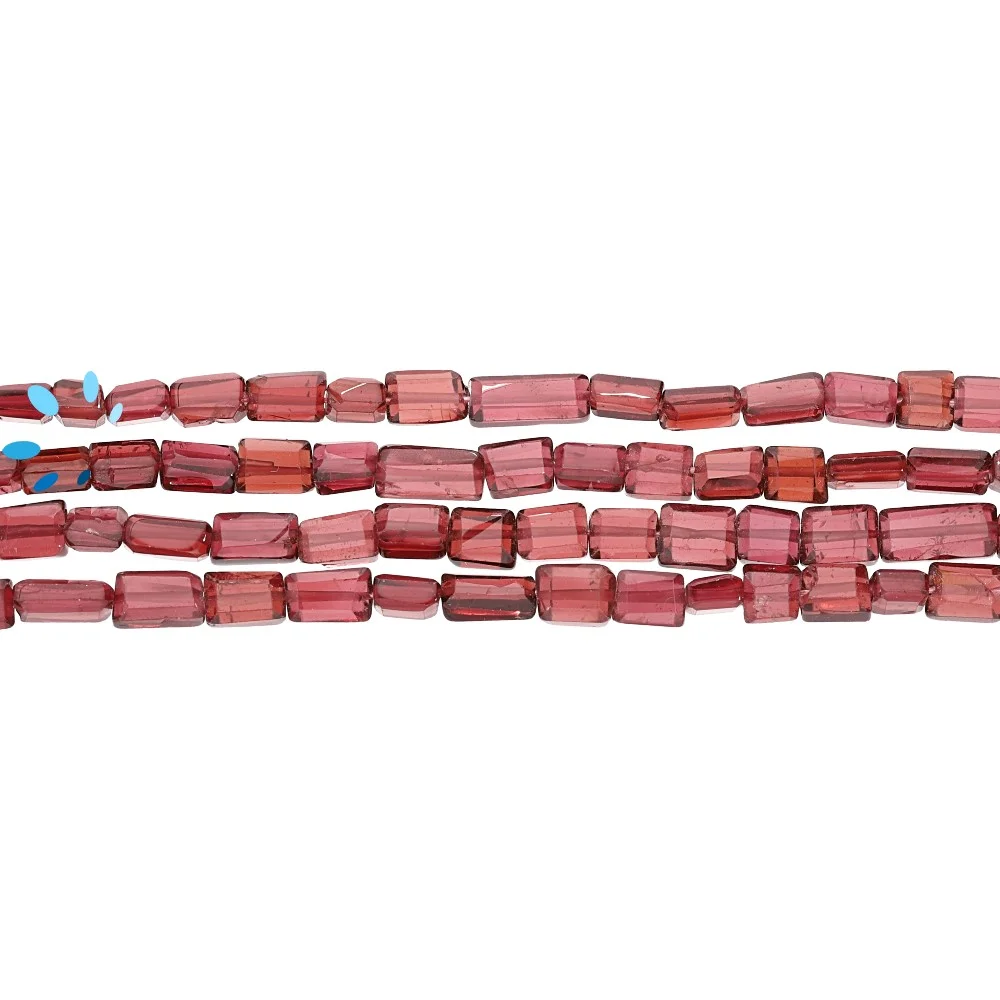 Garnet Faceted Rectangle Top to Bottom Drilled Beads 6x4mm - 14 Inch Strand