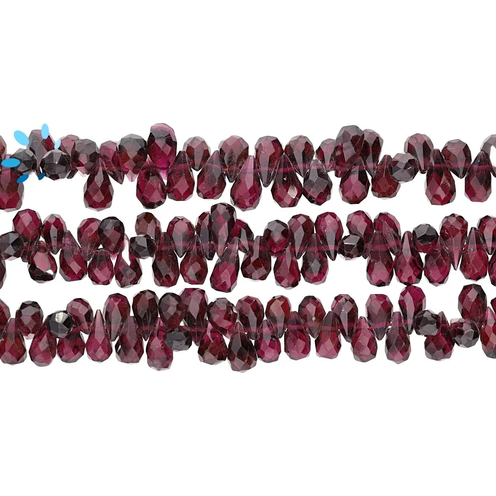 Garnet Faceted Teardrop Top Drilled Beads 7x5mm - 14 Inch Strand