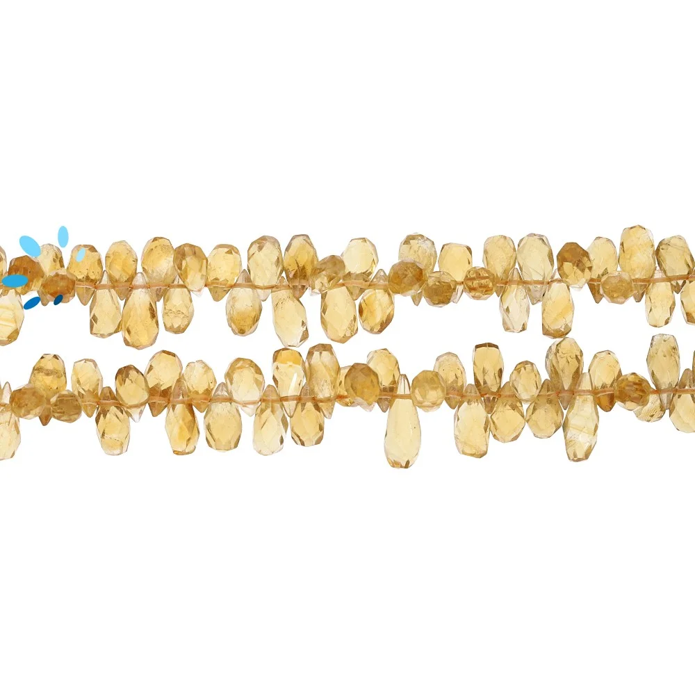 Citrine Faceted Teardrop Top Drilled Beads 7x5 - 9x7mm - 14 Inch Strand