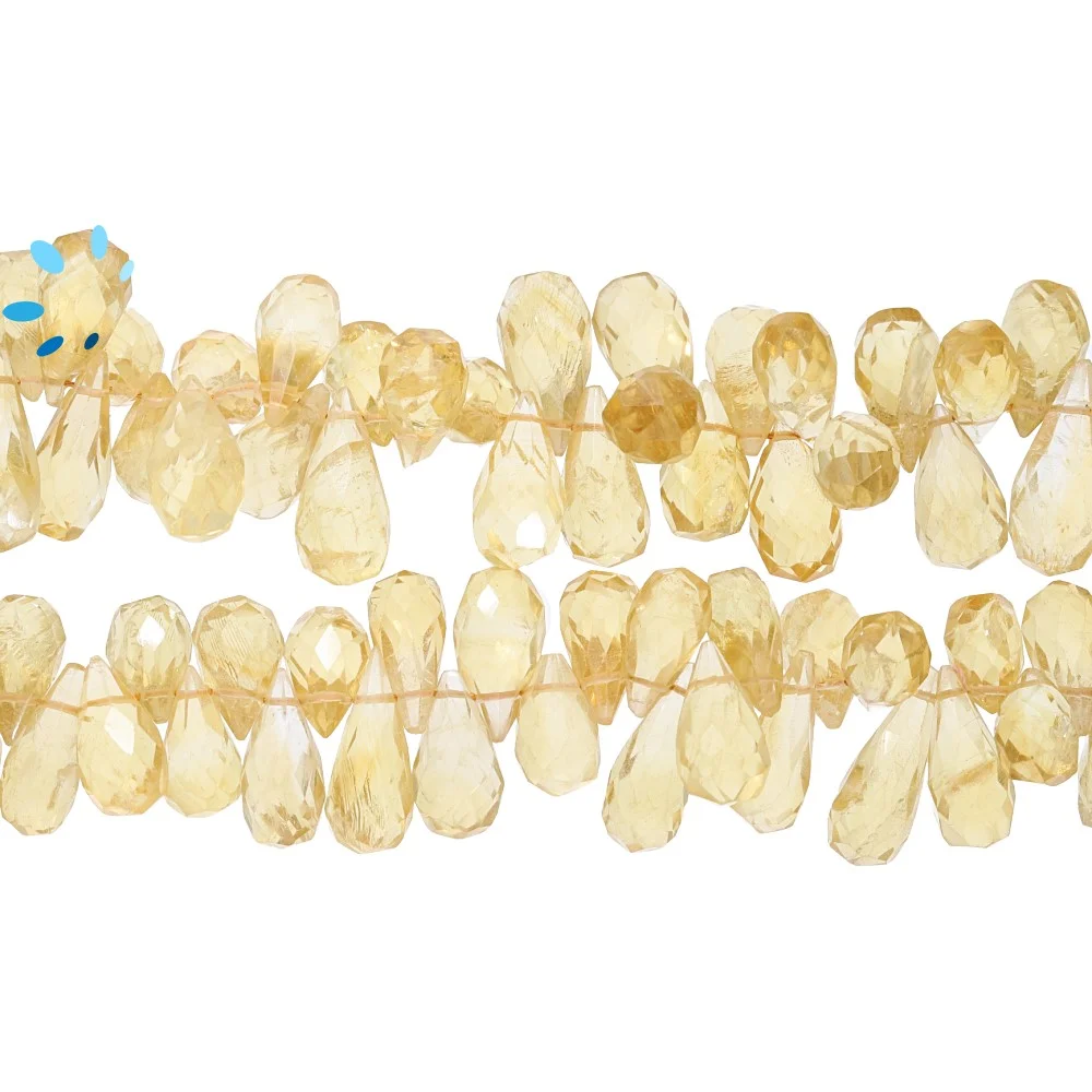 Citrine Faceted Teardrop Top Drilled Beads 13x5mm - 14 Inch Strand