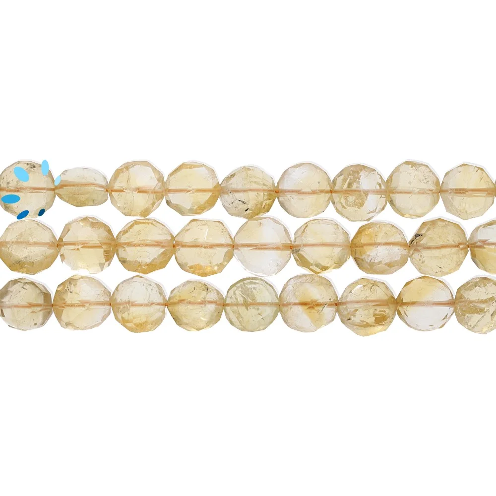 Citrine Faceted Coin Top to Bottom Drilled Beads 9mm - 13 Inch Strand
