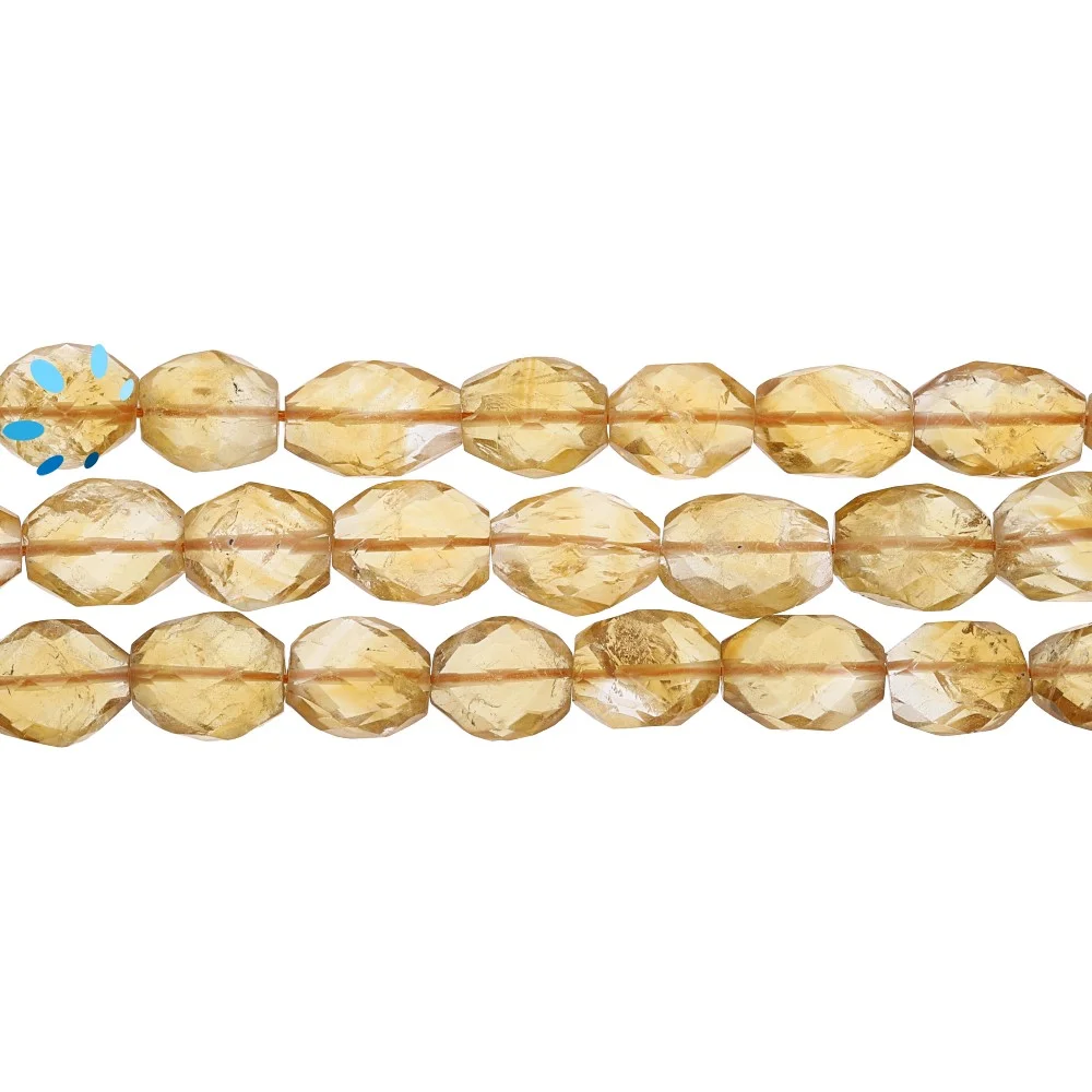 Citrine Faceted Oval Top to Bottom Drilled Beads 13x10 - 15x12mm - 14 Inch Strand