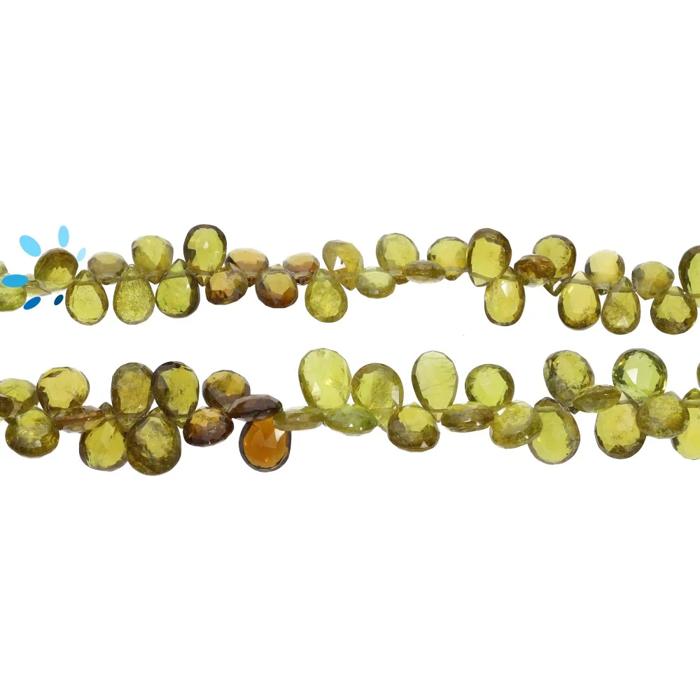 Grossular Garnet Faceted Pear Top Drilled Beads 6x4mm - 8 Inch Strand