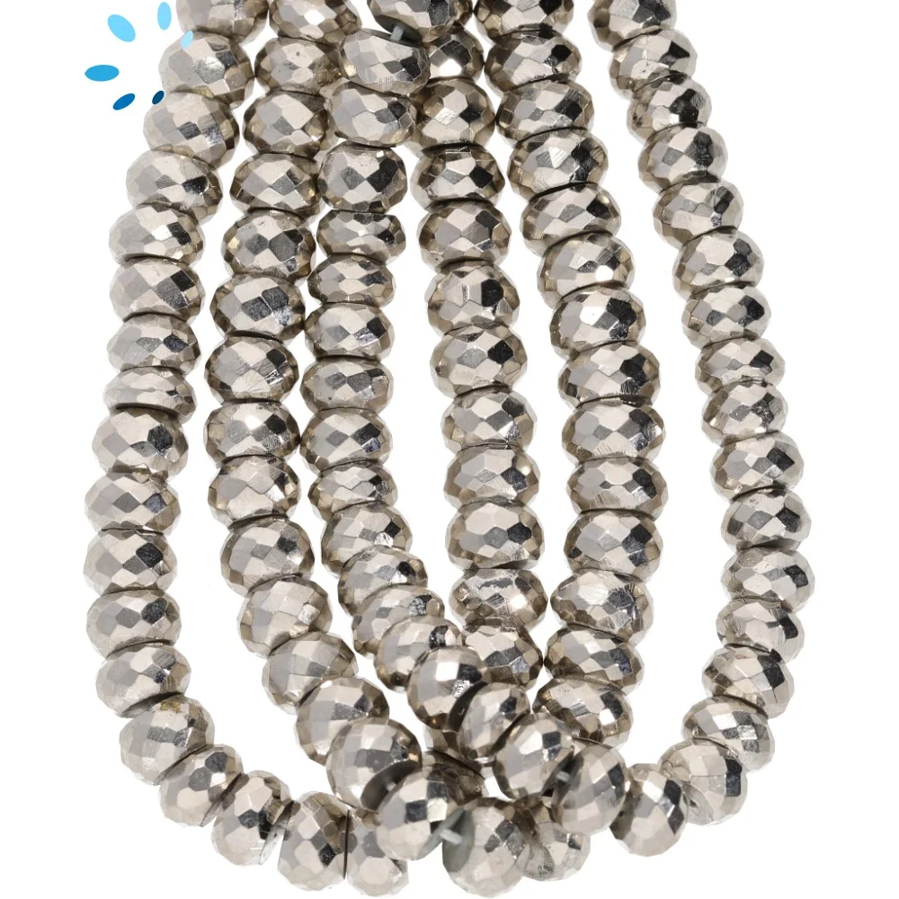 Pyrite Faceted Rondelle Beads 7mm - 8 Inch Strand