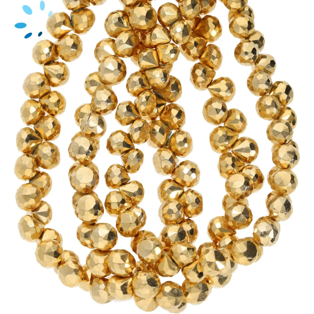 Pyrite Faceted Berry Top Drilled Beads 5mm - 8 Inch Strand