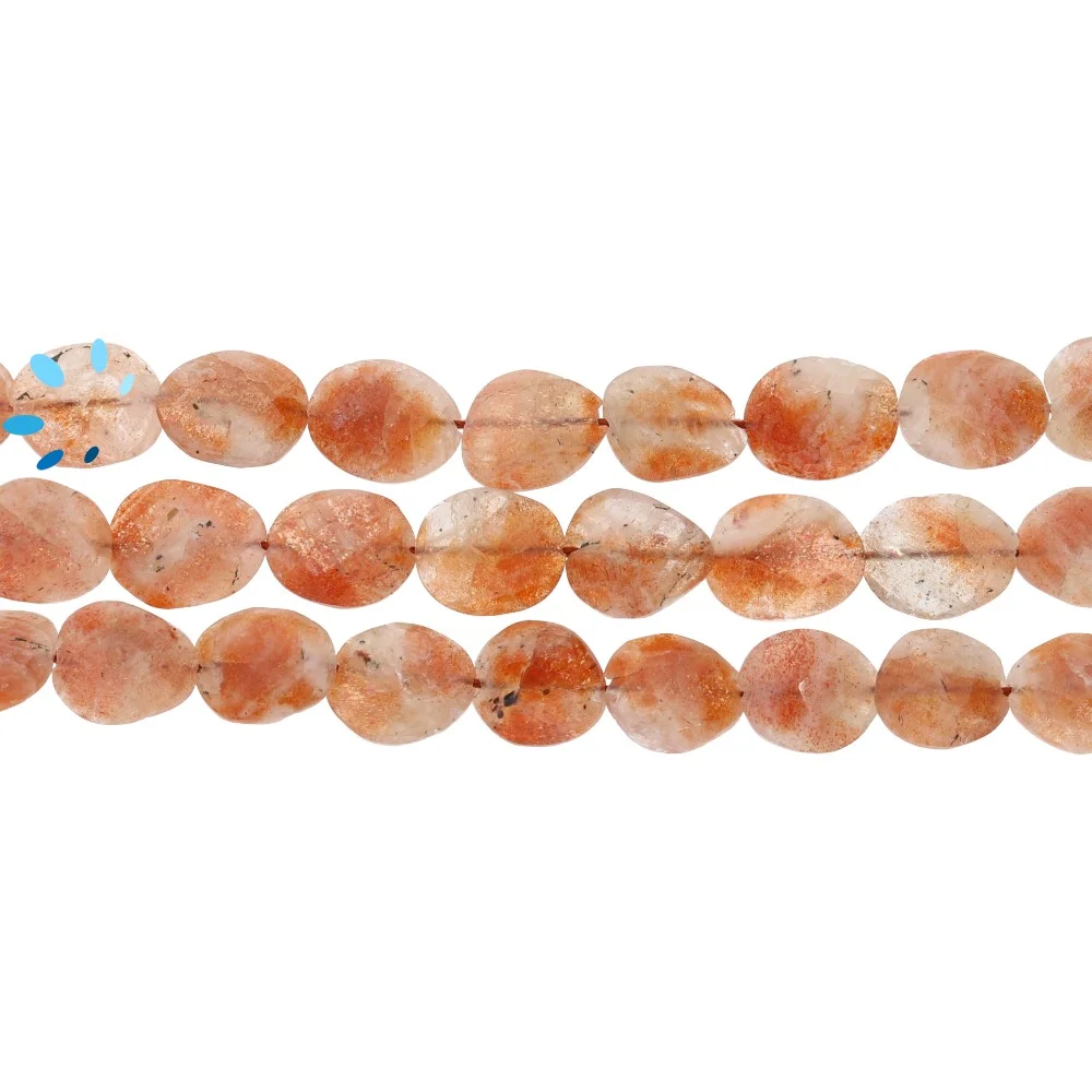 Sunstone Faceted Oval Nugget Top to Bottom Drilled Beads 10x7 - 12x8mm - 14 Inch Strand