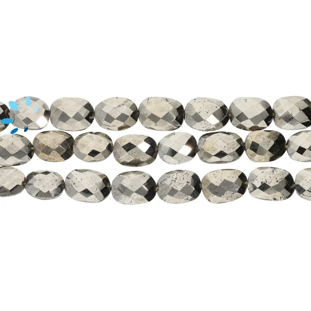 Pyrite Faceted Nuggets Top to Bottom Drilled Beads 9x7mm - 14 Inch Strand