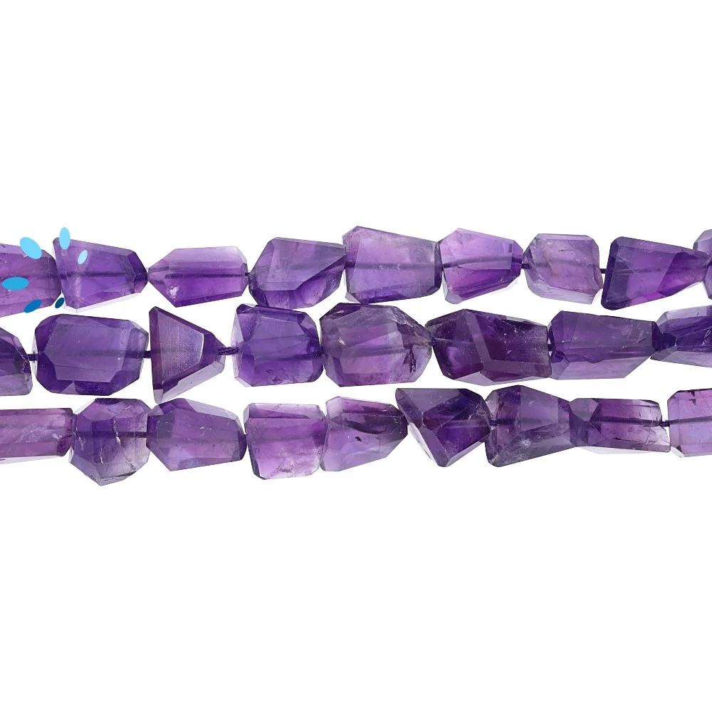 Amethyst Faceted Nuggets Top to Bottom Drilled Beads 12x10 - 15x10 - 8 Inch Strand