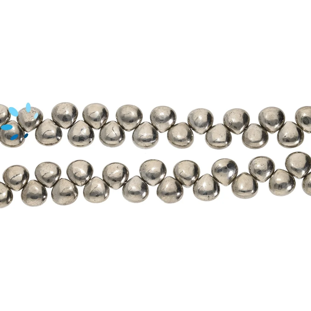Pyrite Smooth Heart Top Drilled Beads 6mm - 8 Inch Strand