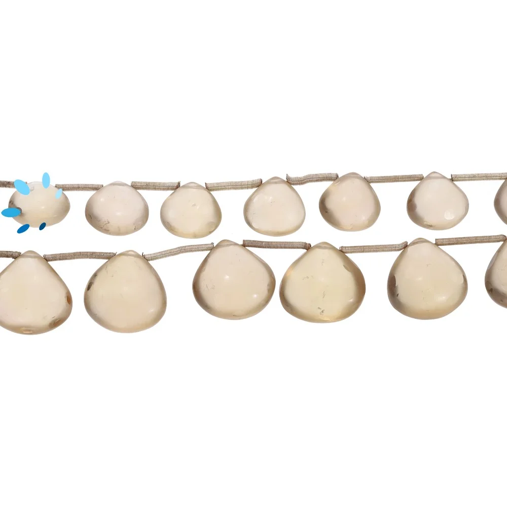 Champagne Quartz Smooth Heart Top Drilled Beads 10mm - 8 Inch Strand
