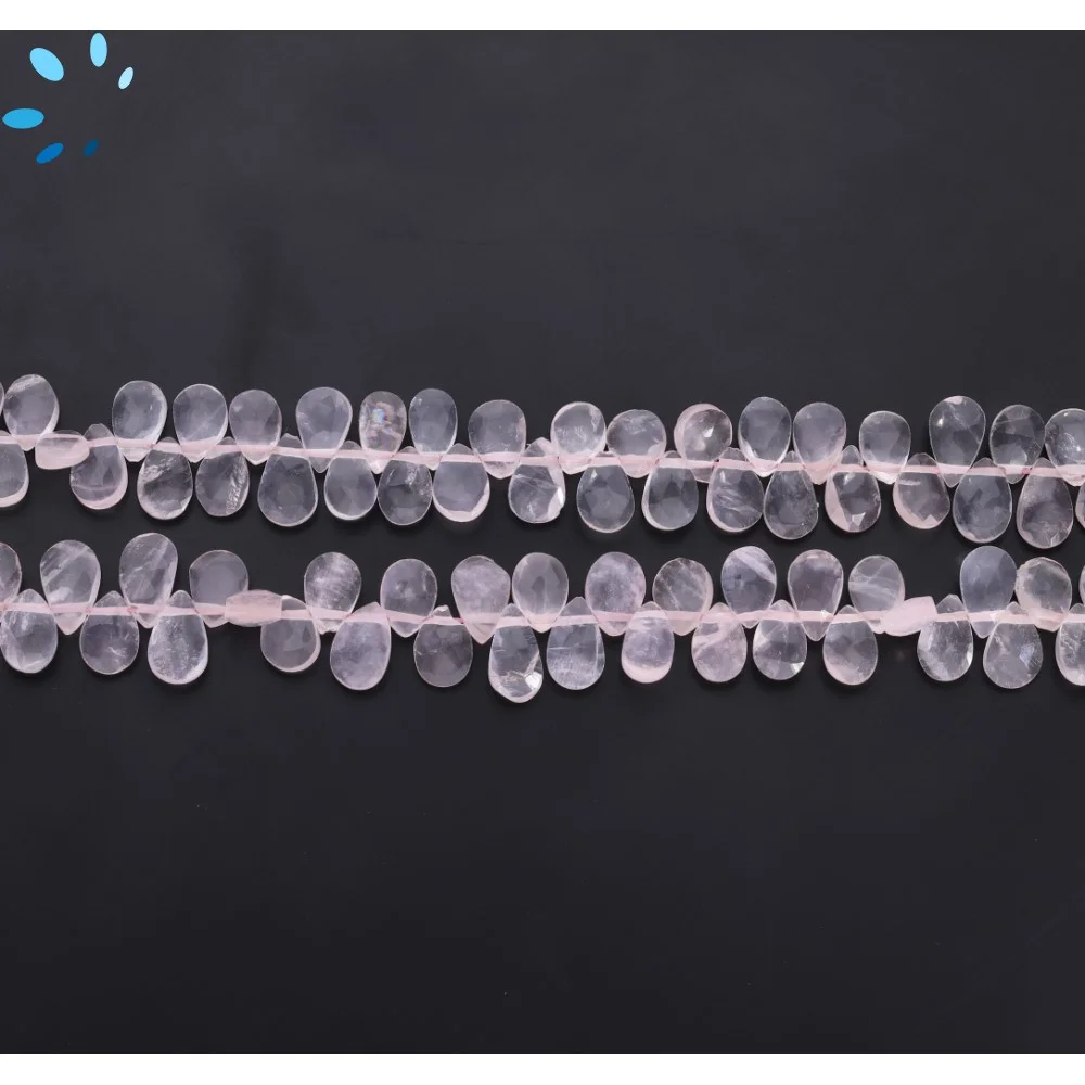 Rose Quartz Faceted Pear Top Drilled Beads 7x5mm - 8 Inch Strand
