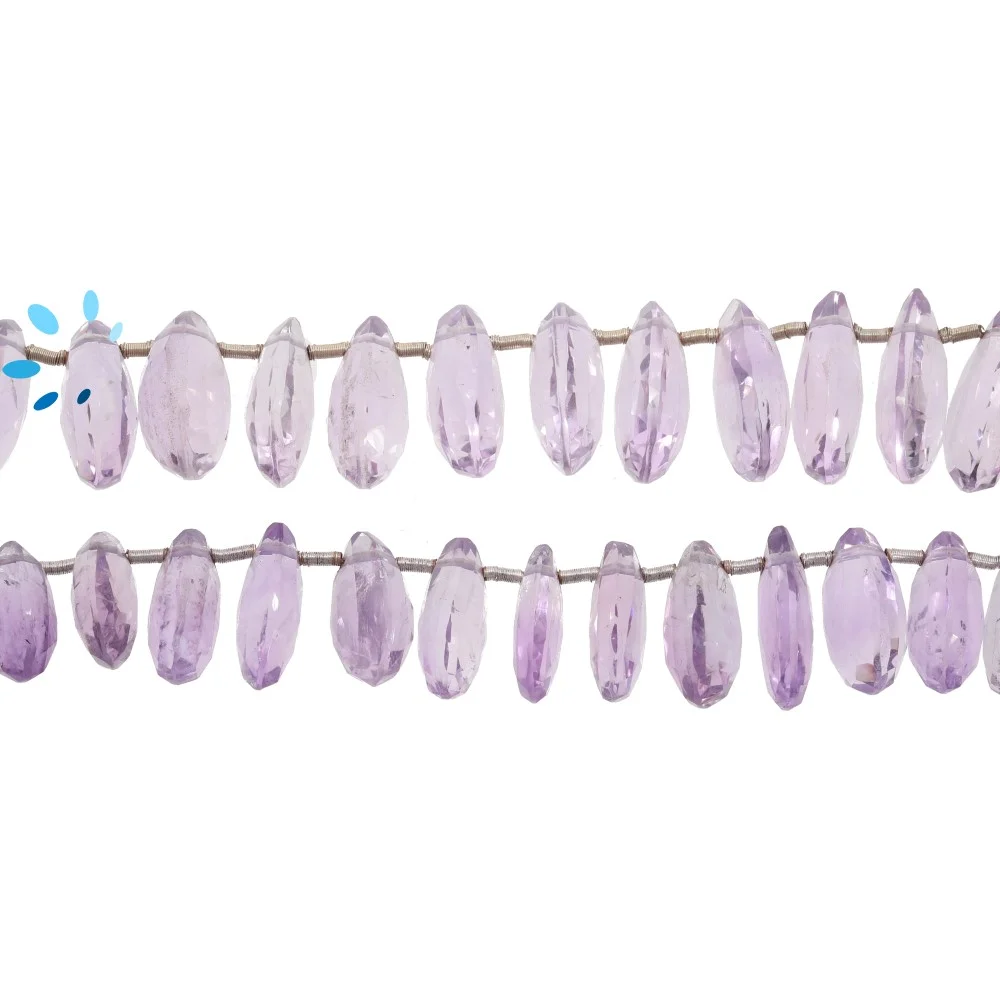 Pink Amethyst Faceted Pear Front to Back Drilled Beads 10x15mm - 8 Inch Strand