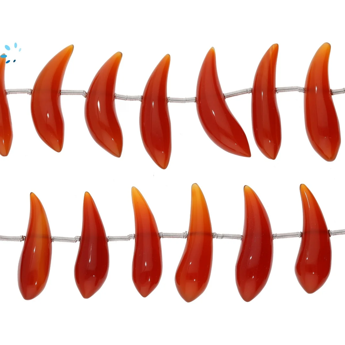 Carnelian Smooth Fancy Shape Center Drilled Beads 16x6 - 27x7mm - 8 Inch Strand