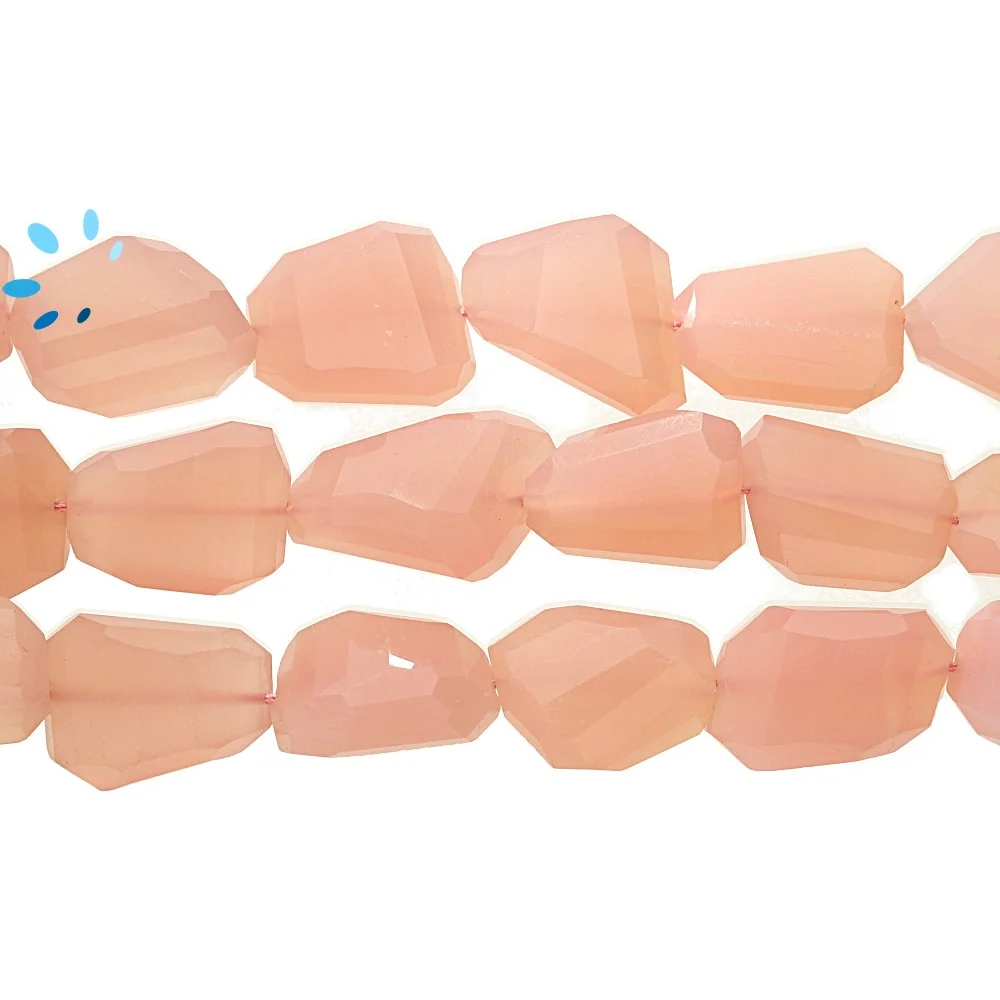 Pink Chalcedony Faceted Nuggets Top to Bottom Drilled Beads 13x10 - 15x12mm - 14 Inch Strand