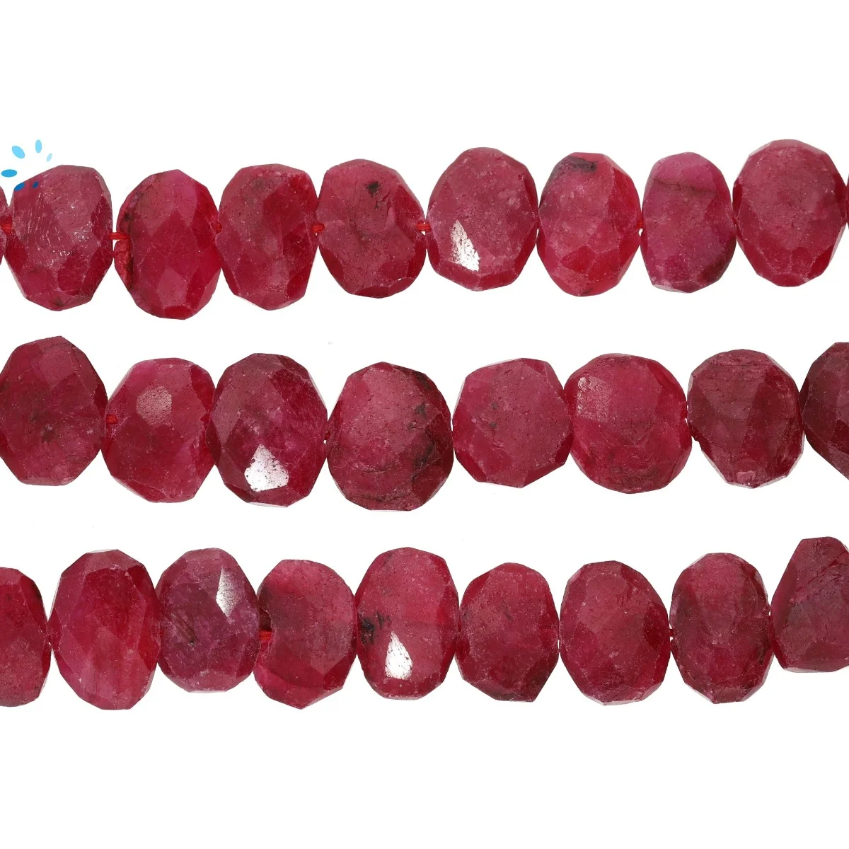 Ruby Faceted Nuggets Center Drilled Beads 14x10 - 16x12mm - 14 Inch Strand