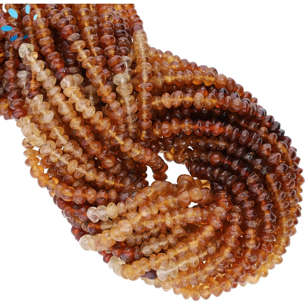 Hessonite Garnet Smooth Button Top to Bottom Drilled Beads 4.5mm - 14 Inch Strand