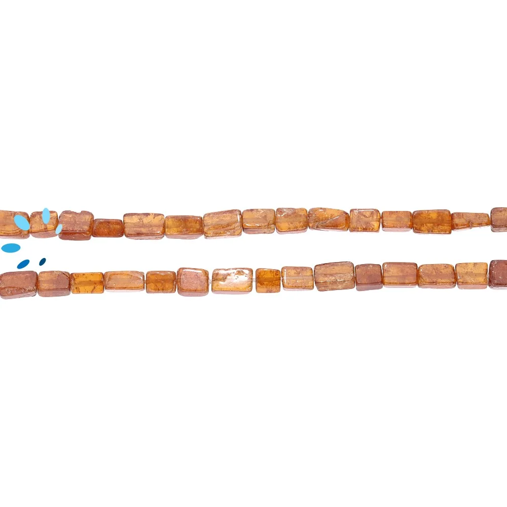 Hessonite Garnet Smooth Rectangle Top to Bottom Drilled Beads 4x6mm - 14 Inch Strand