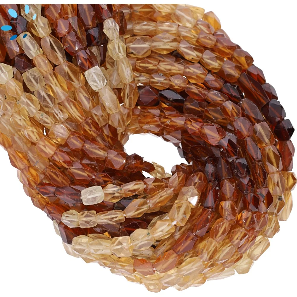 Hessonite Garnet Faceted Oval Top to Bottom Drilled Beads 4x6mm - 14 Inch Strand