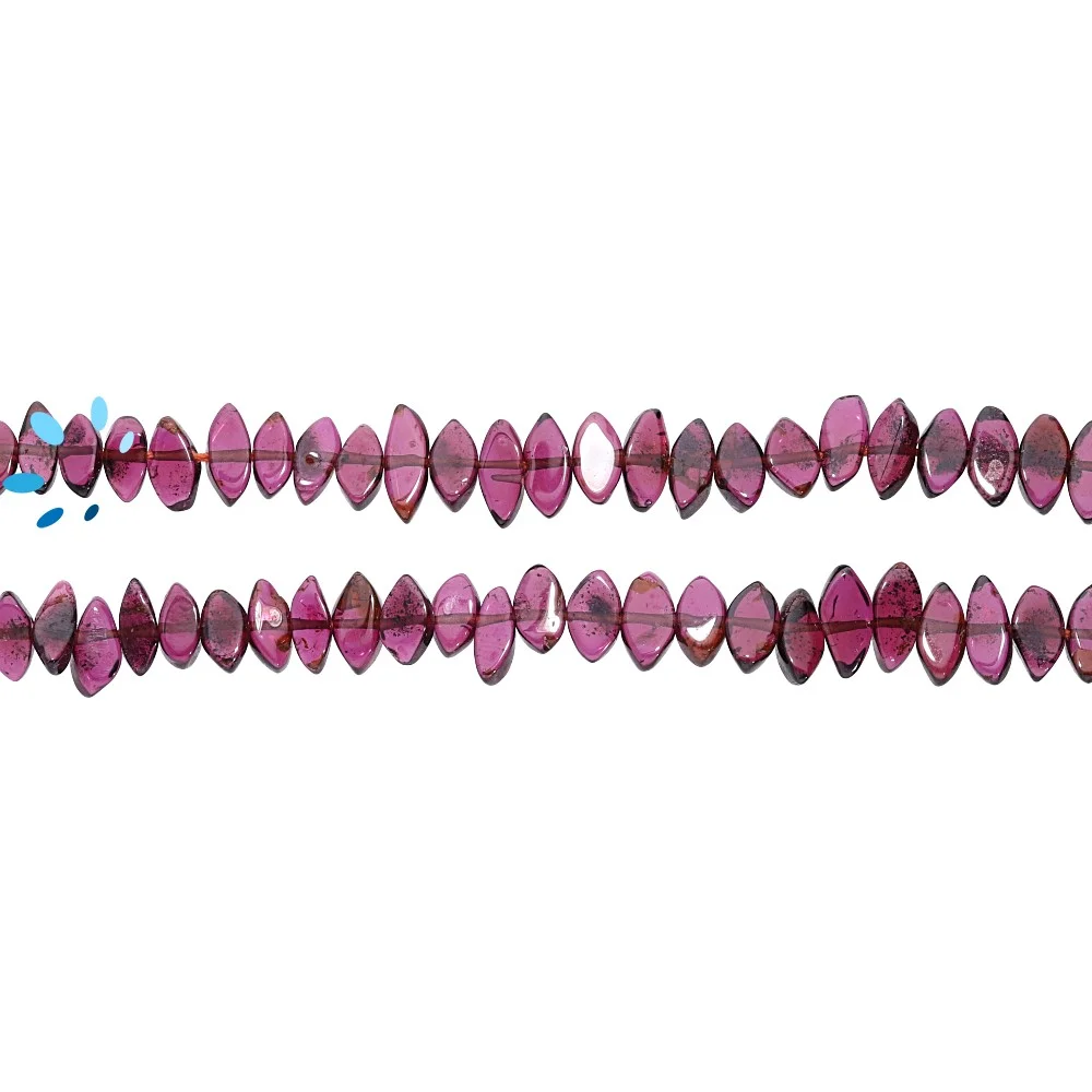 Garnet Smooth Marquise Center Drilled Beads 7x5mm - 14 Inch Strand
