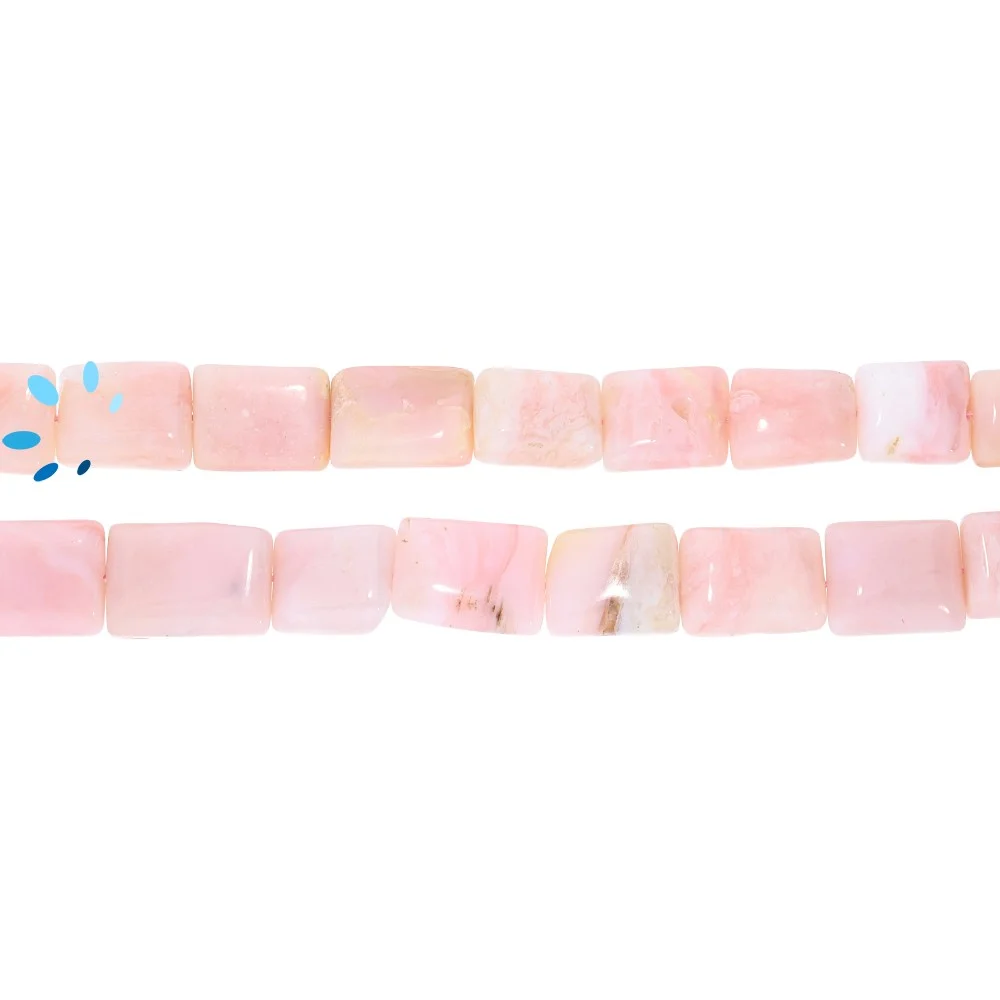 Pink Opal Smooth Rectangle Top to Bottom Drilled Beads 12x9mm - 14 Inch Strand