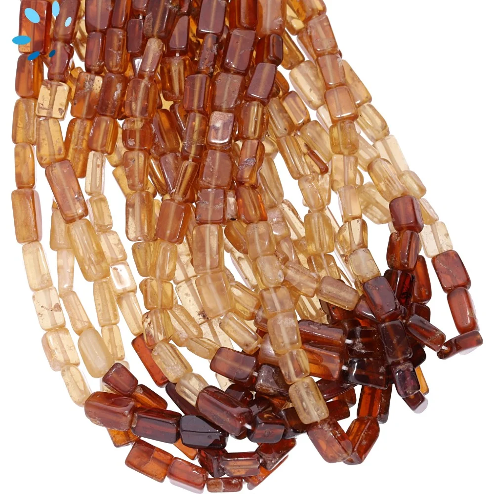 Hessonite Garnet Smooth Rectangle Top to Bottom Drilled Beads 7x5mm - 14 Inch Strand