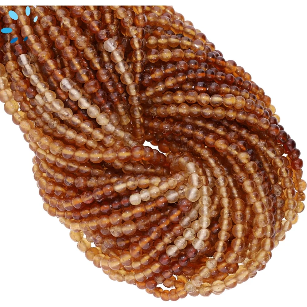 Hessonite Garnet Smooth Round Beads 3mm - 14 Inch Strand