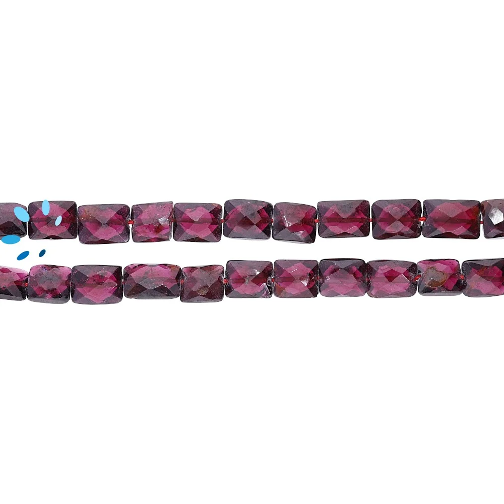 Garnet Faceted Rectangle Top to Bottom Drilled Beads 8x6mm - 14 Inch Strand