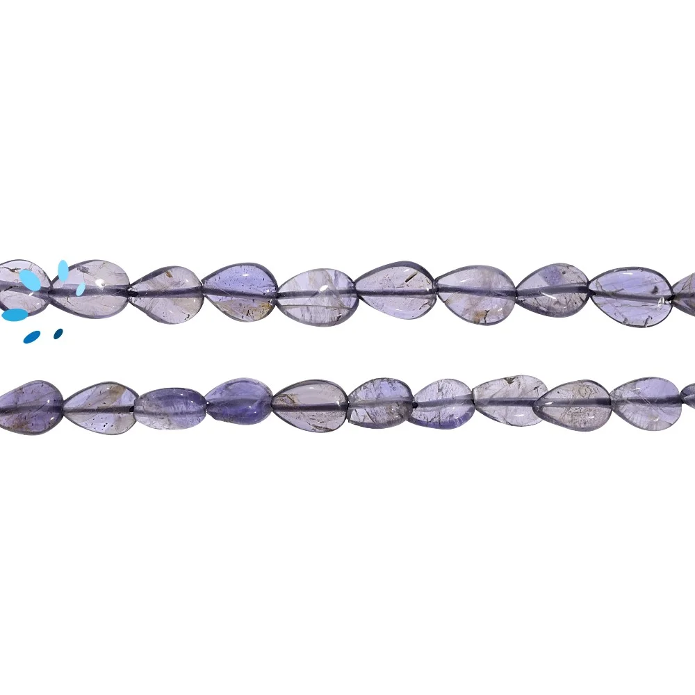 Iolite Smooth Pear Top to Bottom Drilled Beads 9x6mm - 14 Inch Strand