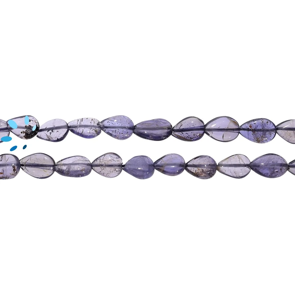 Iolite Smooth Pear Top to Bottom Drilled Beads 7x5 - 9x7mm - 14 Inch Strand