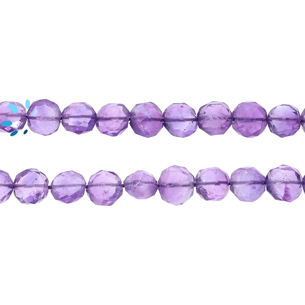 Amethyst Faceted Coin Top to Bottom Drilled Beads 7mm - 13 Inch Strand