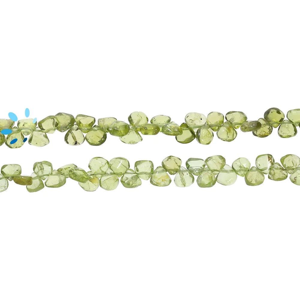 Peridot Smooth Heart Top Drilled Beads 6mm - 8 Inch Strand