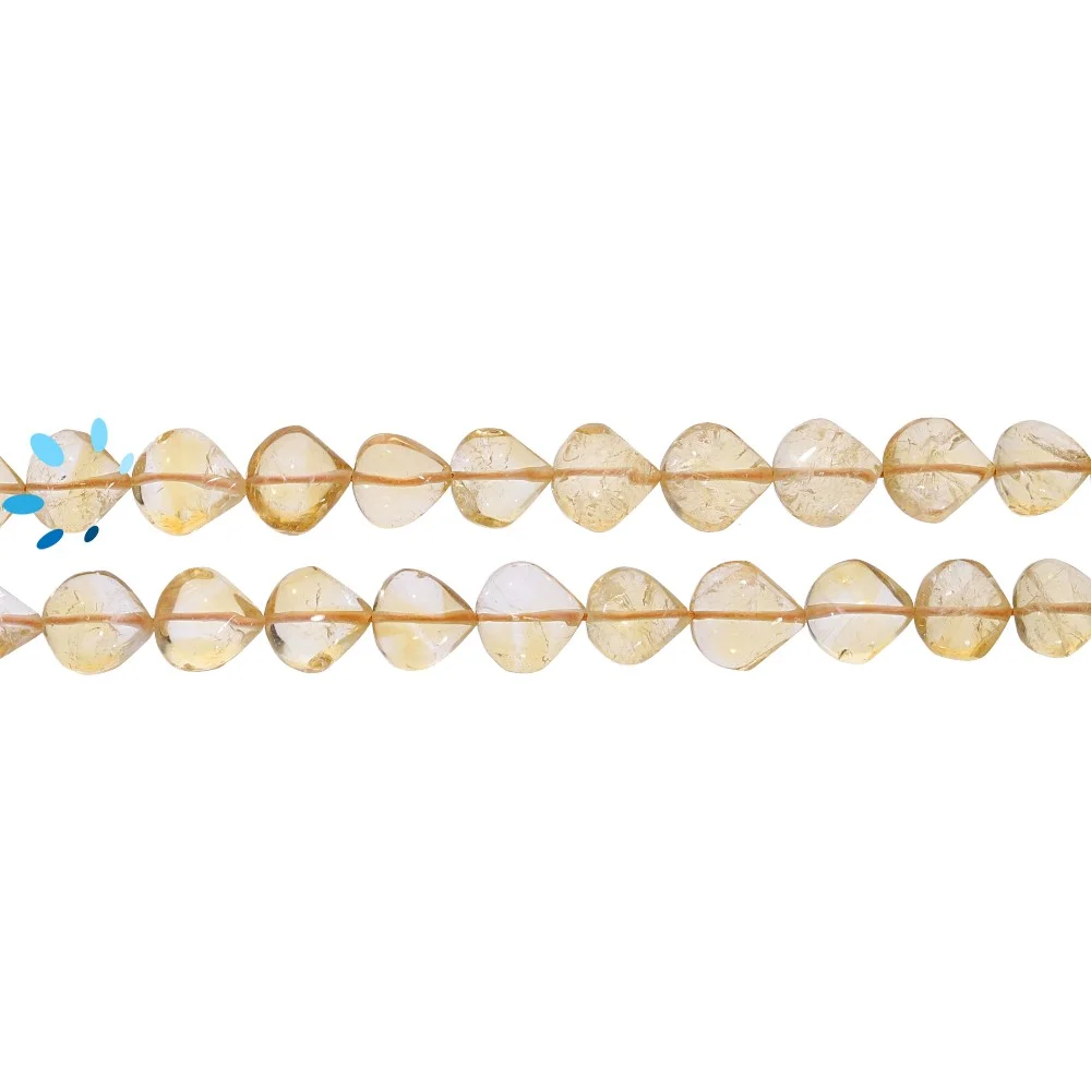 Citrine Smooth Heart Top to Bottom Drilled Beads 8mm - 14 Inch Strand