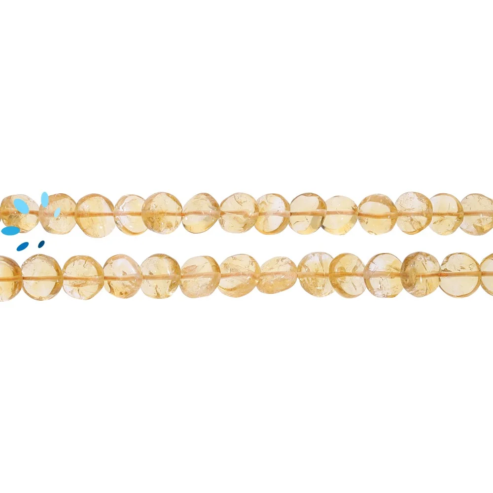 Citrine Smooth Coin Top to Bottom Drilled Beads 7mm - 14 Inch Strand
