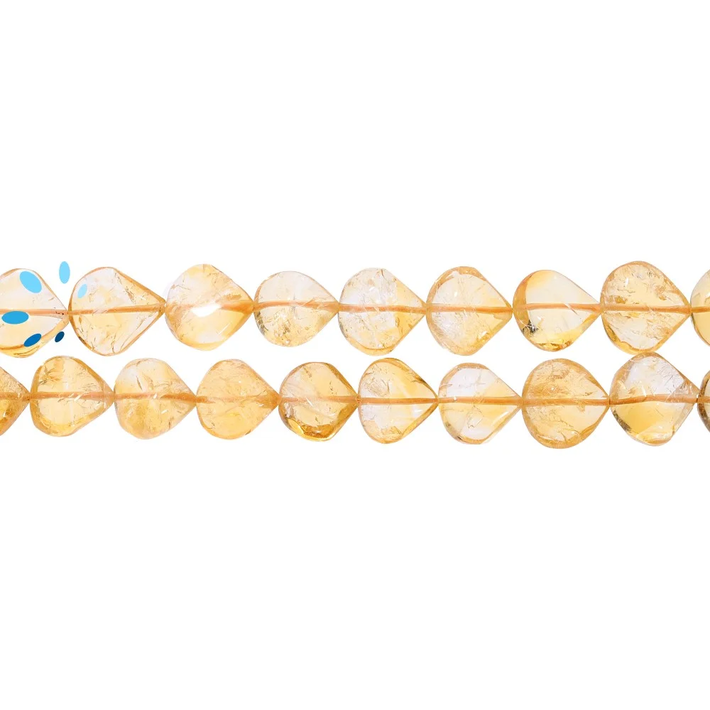 Citrine Smooth Heart Top to Bottom Drilled Beads 10mm - 14 Inch Strand