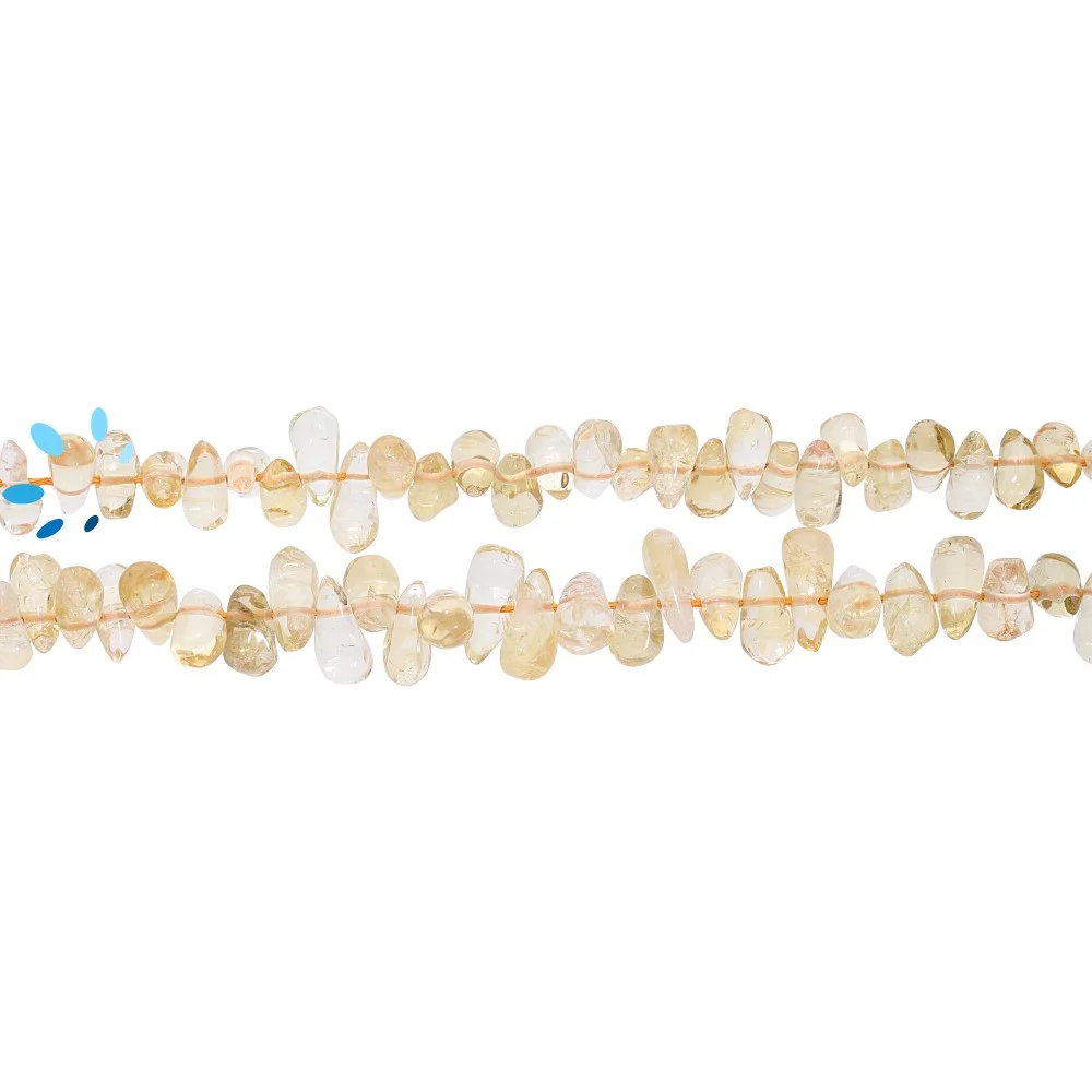 Citrine Smooth Teardrop Top Drilled Beads 7x5mm - 14 Inch Strand