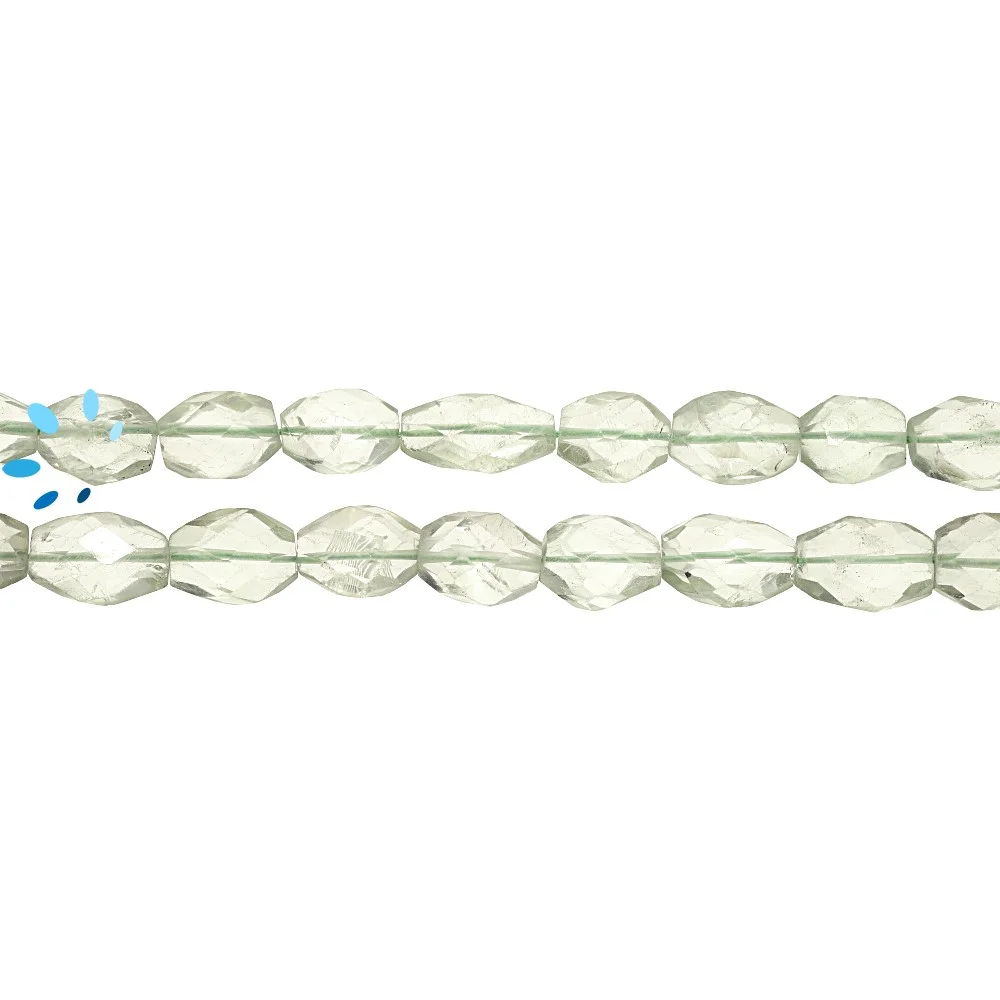 Green Amethyst Faceted Oval Top to Bottom Drilled Beads 9x6mm - 14 Inch Strand