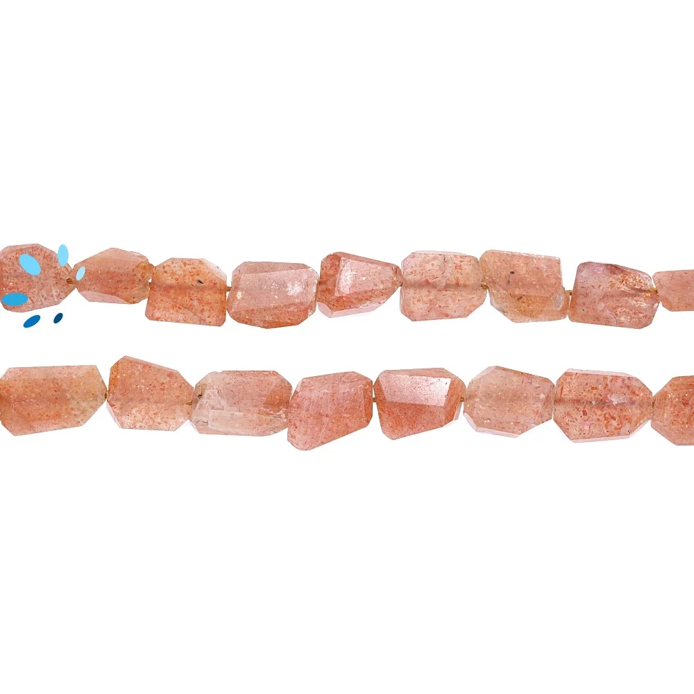 Sunstone Faceted Nuggets Top to Bottom Drilled Beads 10x7mm - 14 Inch Strand