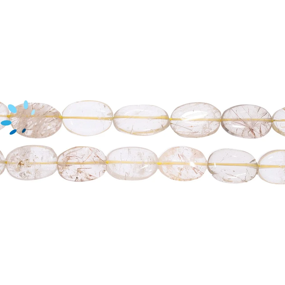 Rutilated Quartz Smooth Oval Top to Bottom Drilled Beads 14x10 - 16x12mm - 14 Inch Strand