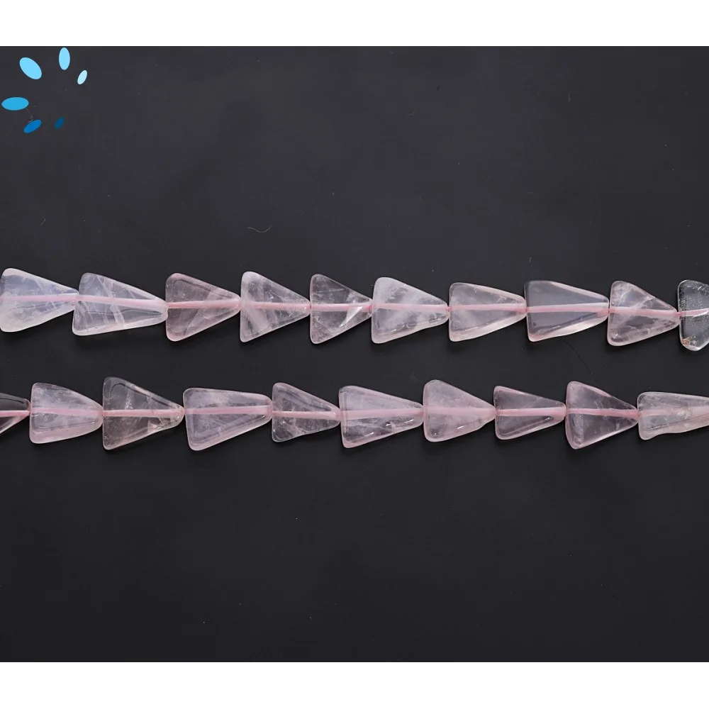 Rose Quartz Smooth Triangle Top to Bottom Drilled Beads 7x5 - 10x8mm - 14 Inch Strand